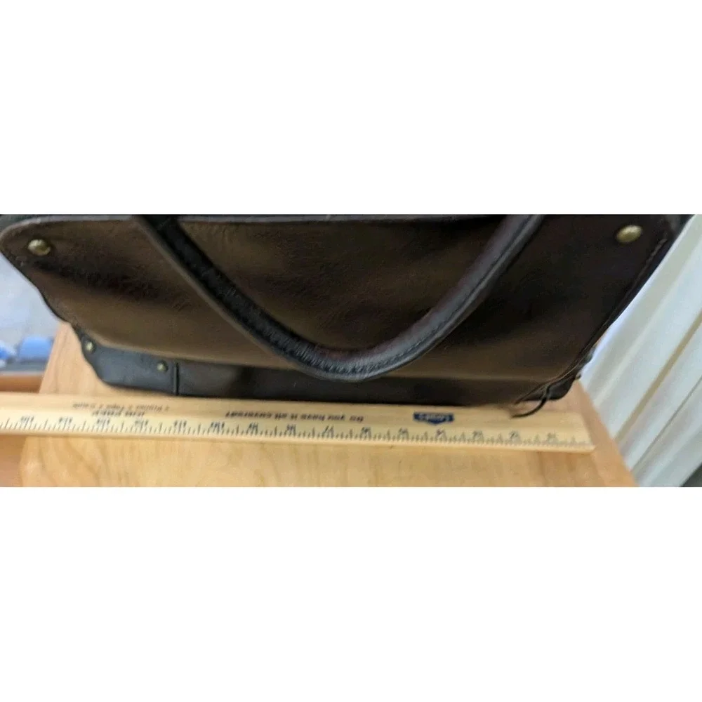 Solo Leather Laptop Brown Bag Tote Double Straps Trolley Sleeve